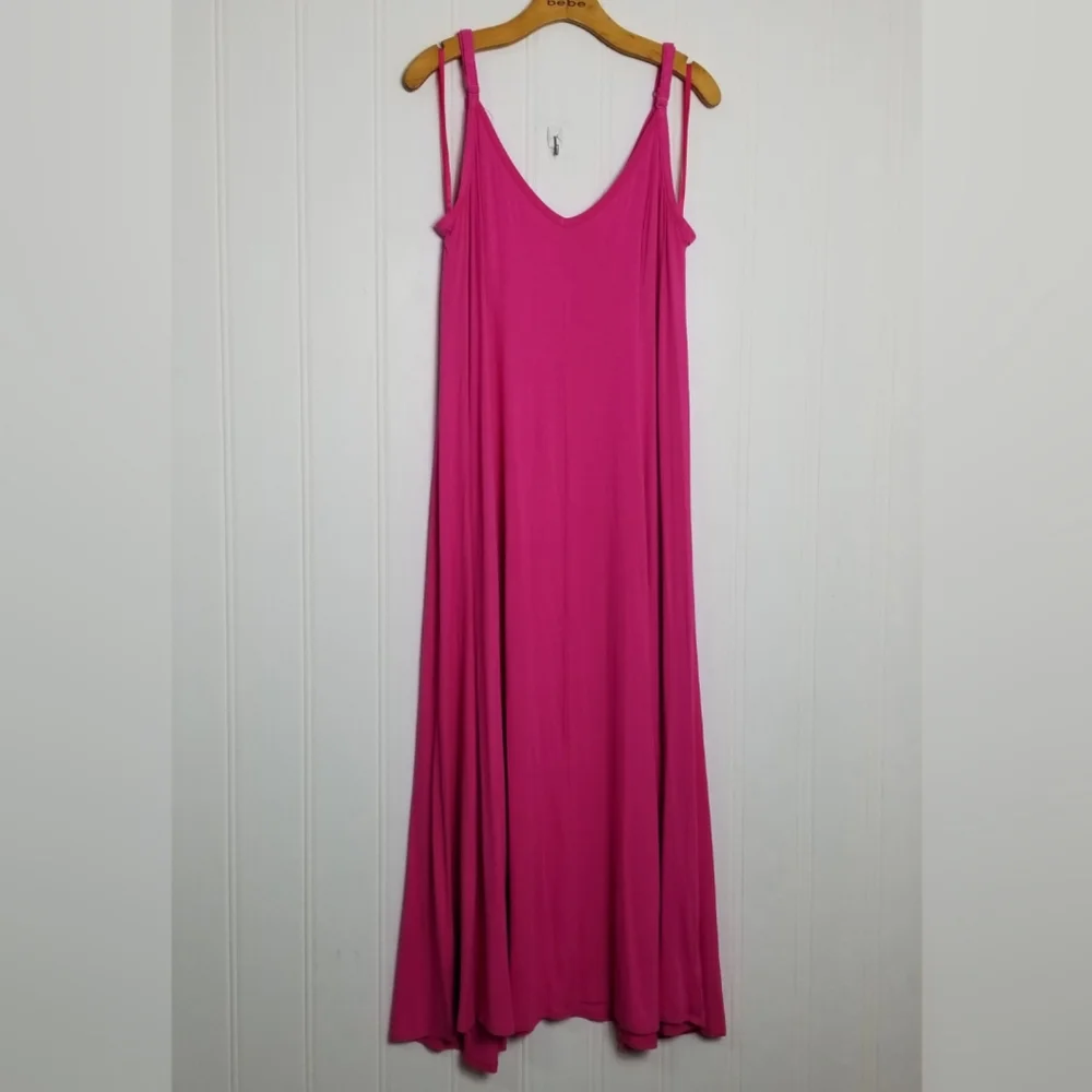 Torrid Maxi Dress Womens Sz 1X  14/16 Pink Super Soft Trapeze Adjustable Straps - Picture 6 of 13